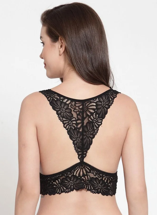 PRIZO PRIZO Women Floral Lace Full Coverage Lightly Padded Styled Back Bralette Bra